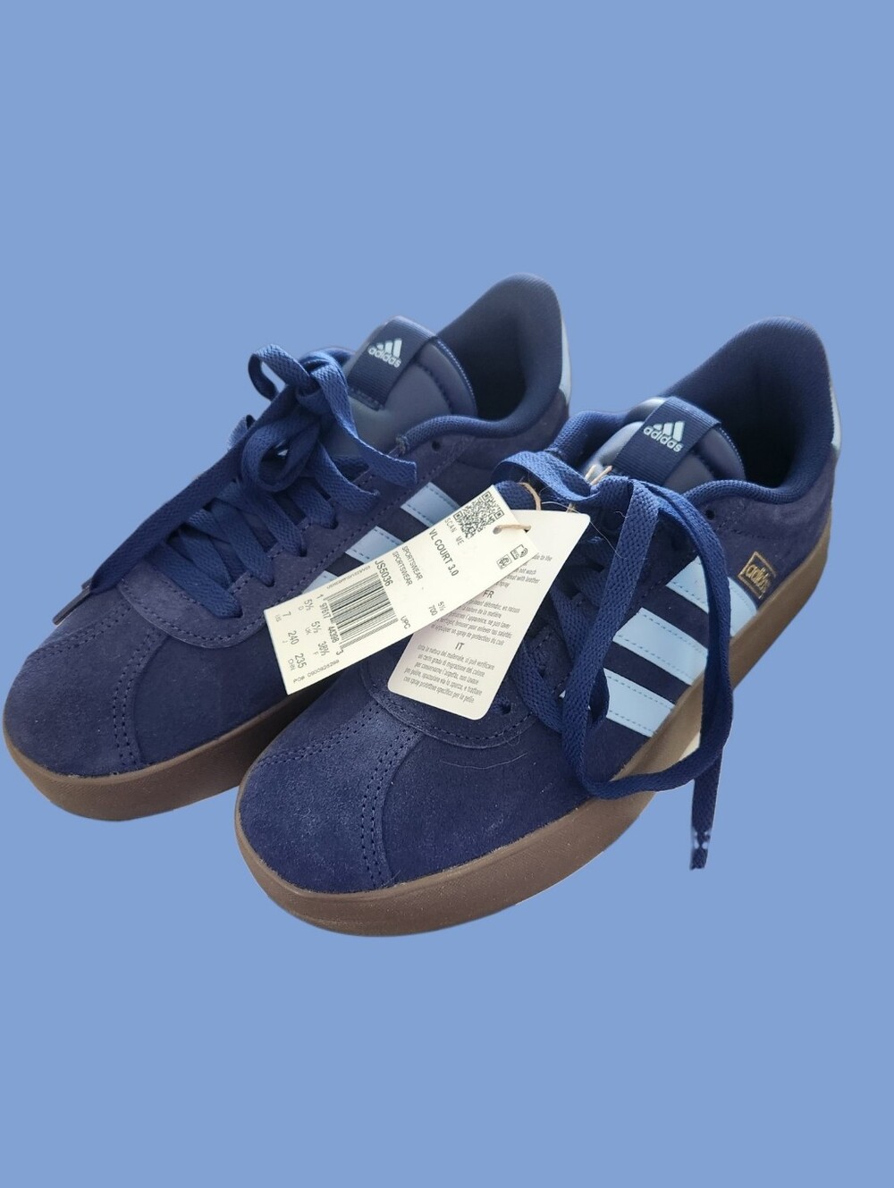 Adidas VL Court 3 Womens Navy & Light Blue Casual Low-Top Sneakers Size 7 - Picture 3 of 6